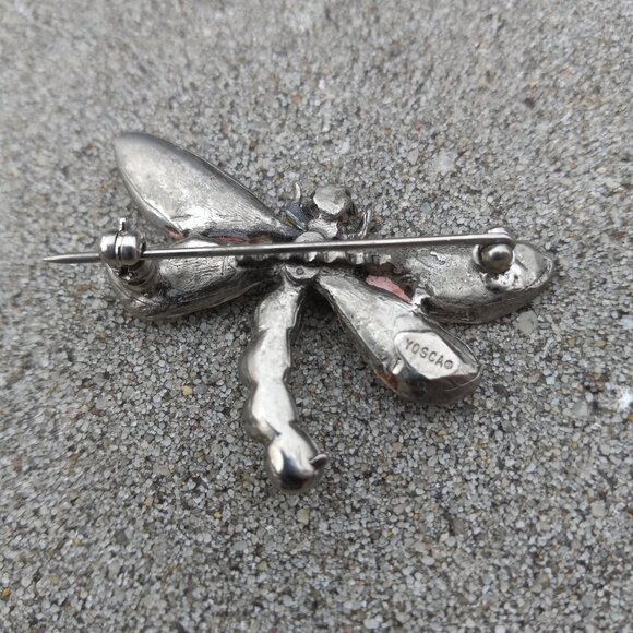 Gerard Yosca Brooch Figural Vintage Enamel Dragonfly in Silver, Orange + White - Picture 13 of 14
